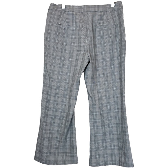 Umgee Grey Plaid Dress Pants Business Casual Pockets Wide Leg Flare size Large. - Picture 2 of 3